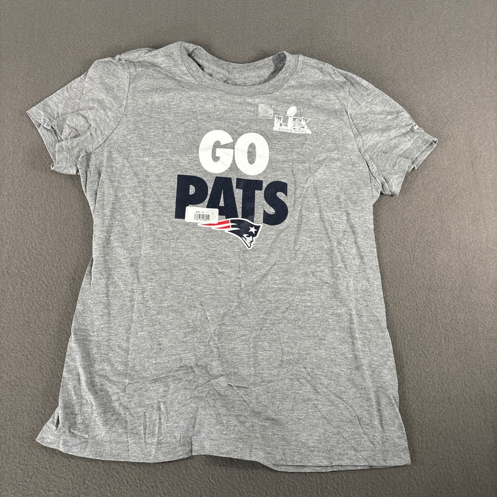 Nike New England Patriots Super Bowl LIII Go Pats T-Shirt Mens Size L Gray